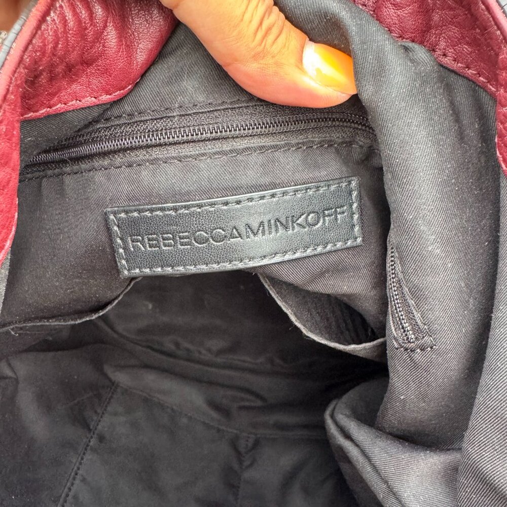 Rebecca Minkoff Burgundy Pebbled Leather Hobo Shoulder Bag - Picture 10 of 16